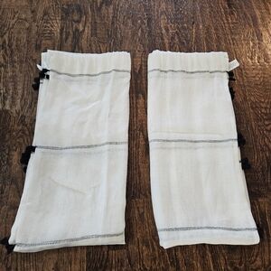 Pottery Barn Ivory Sheer Panels with Tassels S/2